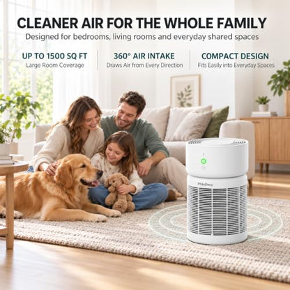 White Large Room Air Purifier up to 1500 Sq Ft with App Control