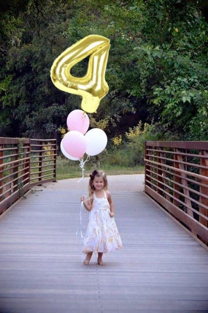Light Gold 40-Inch Large Number 4 Balloon by [Brand Name] | Perfect for Birthdays & Graduations