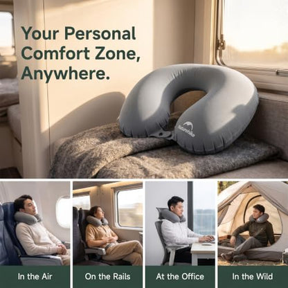 Ultralight Inflatable Travel Neck Pillow for Neck Support - Grey