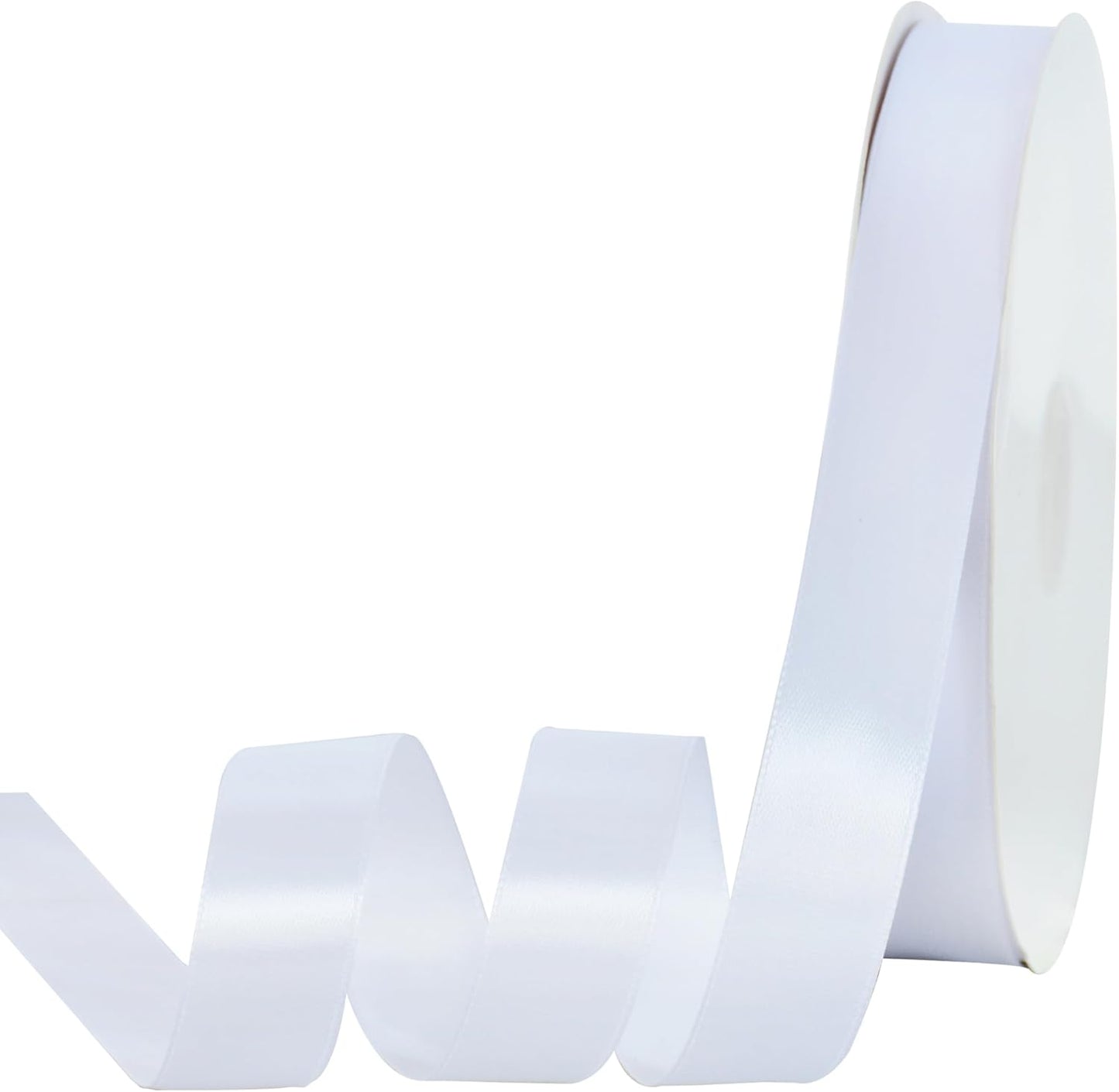 TONIFUL 7/8 Inch x 100yds White Satin Ribbon Thin Solid Frabic Ribbons for Gift Wrapping, DIY Crafts Bows, Invitations, Floral Bouquets, Christmas Wedding Party Valentine's Decor,Halloween