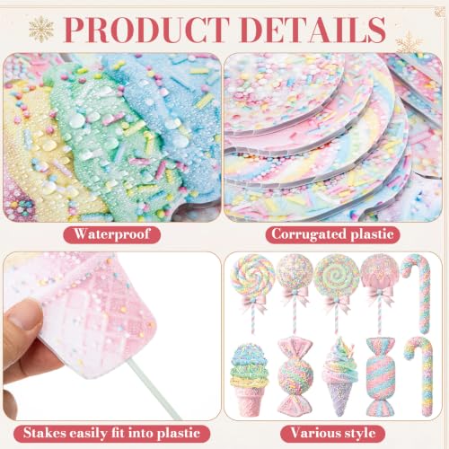 Pastel Christmas Candy Tree Decorations Set - Pink, Blue, Green, Yellow, Purple