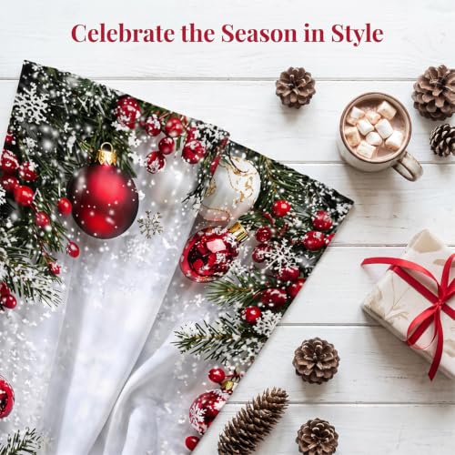 E 39x86 Inch Christmas Holiday Printed Curtains for Living Room - 2 Pieces