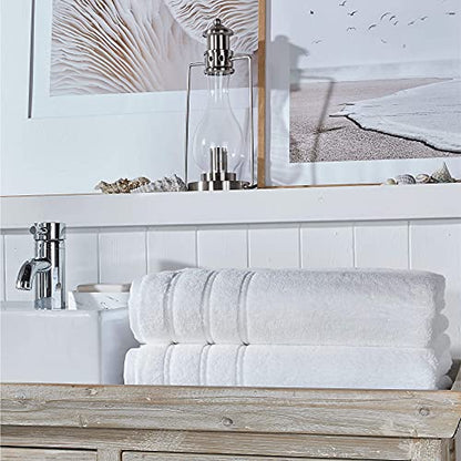 Turkish Cotton Bath Sheets Set of 2 - 59x35 Inches, Soft & Absorbent White