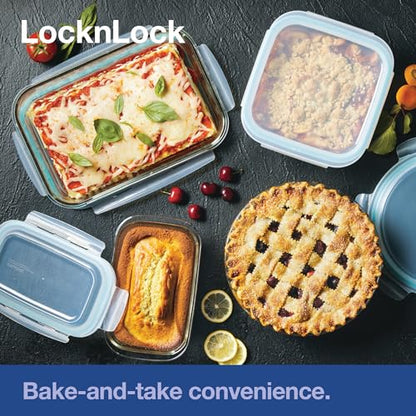 LocknLock Purely Better Glass Bread Baking/Loaf/Mealoaf Pan/Food Storage Container with Lid, 8.5 Inch x 5.5 Inch, Clear