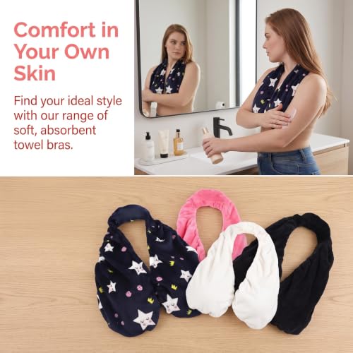 Dark Blue Star Adjustable Hands-Free Shower Towel Wrap for Women XL