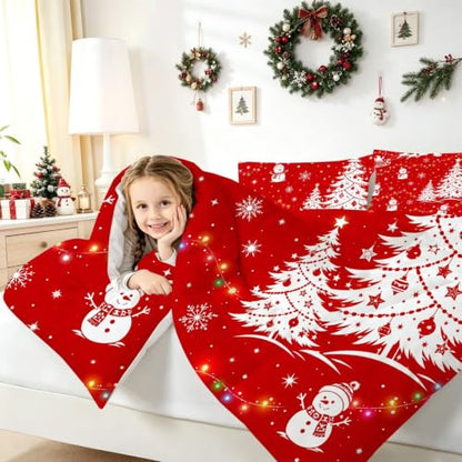 Festive Christmas Comforter King Size Red Snowflake Tree Quilts - Variation of THIS listing