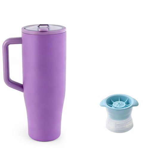 TANYRE 40 oz Water Bottle with Handle Purple Sixth Generation,Cup Holder Compatible for Travel,Leak Resistant Tumbler-Reusable Insulated Stainless Steel & Rubber Base,BPA-Free