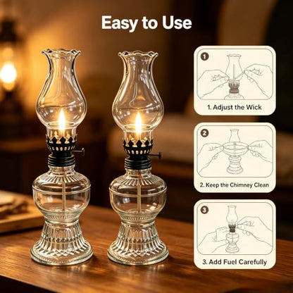 Adjustable Hurricane Replica Glass Oil Lamp with Black Dimmer - 1Pcs Black