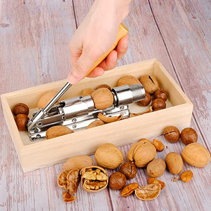 Heavy Duty Nutcracker with Wooden Bowl and Adjustable Cone for All Sizes of Nuts