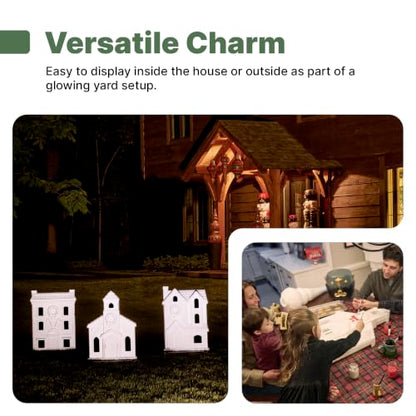 Large Outdoor Christmas Village Set with Customizable Houses - 3 Pieces