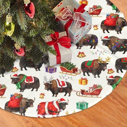 Highland Cow Christmas Tree Skirt 30 Inches Holiday Decor - Christams Highland Cow / 30"