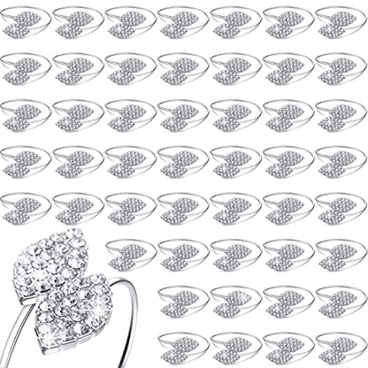 72 Pcs Silver Napkin Ring Set with Rhinestone Leaves for Fall Thanksgiving