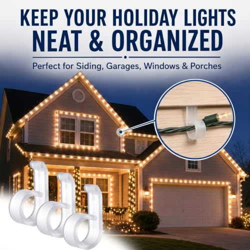 100 Pcs Vinyl Siding Hooks for Christmas Lights - Outdoor Decorative Clips with No Damage
