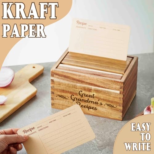 Grandma Recipe Box with 50 Recipe Cards & Dividers - Gift Organizer for Christmas & Birthdays