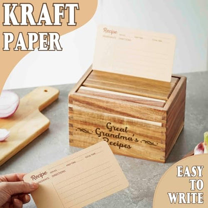 Grandma Recipe Box with 50 Recipe Cards & Dividers - Gift Organizer for Christmas & Birthdays