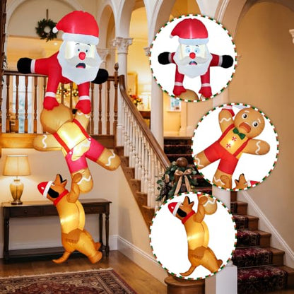 Inflatable Christmas Decorations 8FT Santa Gingerbread Dog Yard Display