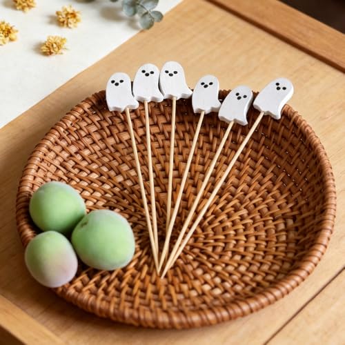 Halloween Ghost Toothpicks for Appetizers and Drinks - 100 Pack