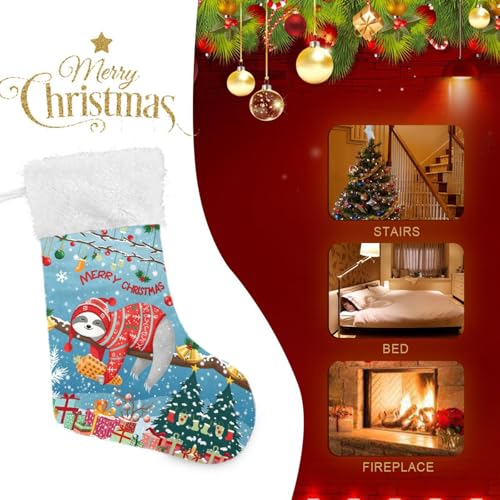 Christmas Stockings Sloth Personalized Large Holiday Decor Set of 2 - 17.7 Inch
