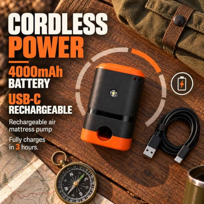 Mini Rechargeable Air Pump for Inflatables - 20W, 4000mAh Battery, Includes 7 Nozzles - Pump Only