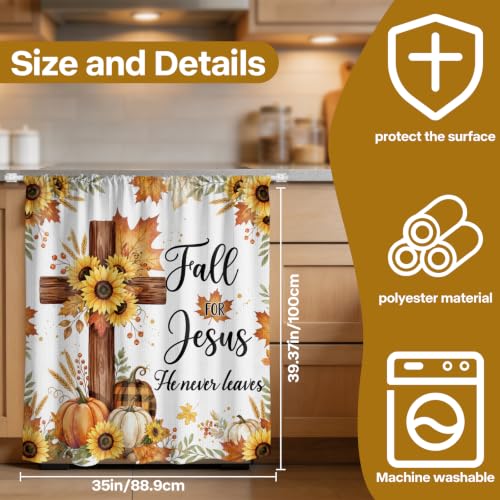 Fall Bible Verse Dishwasher Curtain Cover with Farmhouse Decor - 39x35in