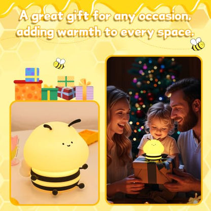 Cute Bee Night Light for Nursery - Silicone Animal Lamp with Dimming & 9 Lighting Effects - Color 4