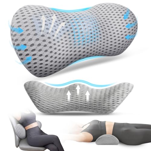 Ergonomic Memory Foam Lumbar Support Pillow for Chairs Gray