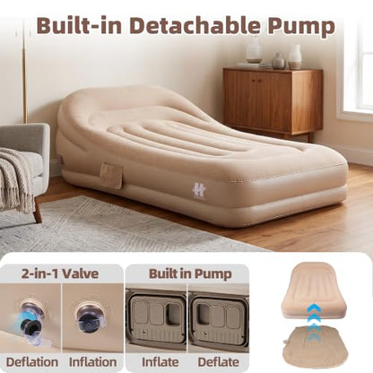 Inflatable Couch Air Sofa Bed with Built-in Pump, Portable Lounge for Camping Beach Home