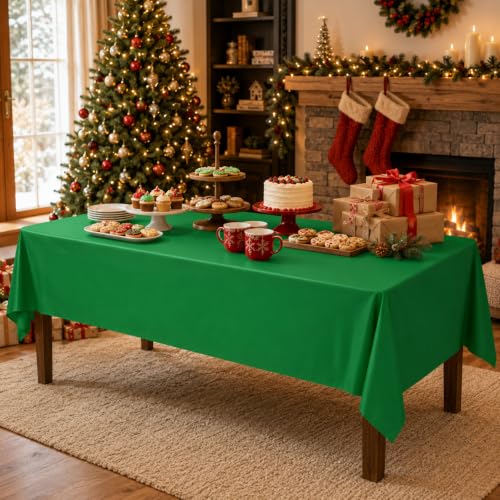 6 Pcs Christmas Plastic Tablecloths Set - Red Green Gold Variation