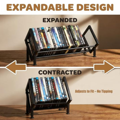 Brown PUTNATRUE DVD Storage Rack, Expandable Video Game & Blu-ray Organizer