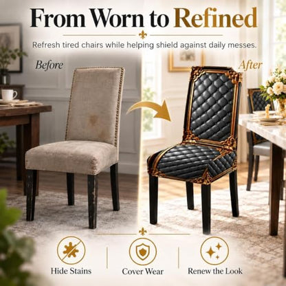 6pcs Washable Baroque Chair Covers - Elegant Dining Slipcovers for Chairs