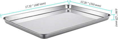 Skiennix Stainless Steel Baking Sheets - 4-Piece Set for Cooking & Roasting | 17.6 x 12.4 x 1 Inch