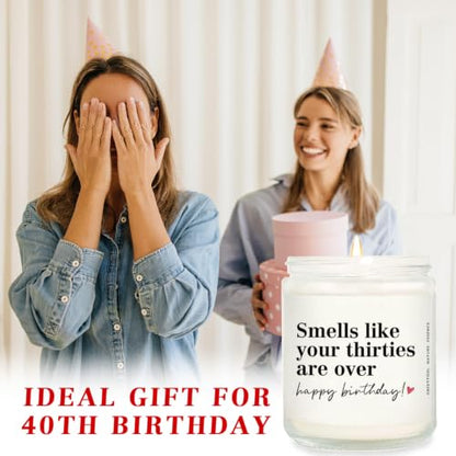 40th Birthday Candle Gift for Women & Men - Lavender & Vanilla Scent - Funny Party Decoration