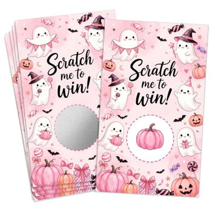 Pink Ghost Halloween Party Scratch Off Cards - 50 Pack, Variation Pink009