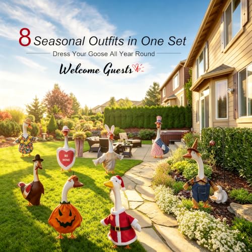 8-Count Porch Goose Costumes - All-Season Lawn Decor for 23 Inch Geese (Variation: 8)