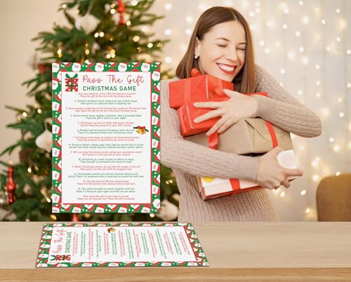 Christmas Pass The Gift Game - Family Party Holiday Fun, Reusable Card Set