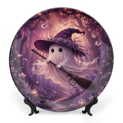 Enchanted Forest Ghost Halloween Bone China Decorative Plate 6 Inch - Style-3