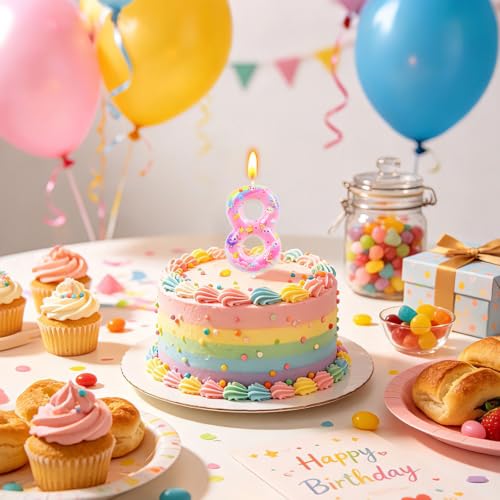 Squishy Birthday Candle Number 8 - Cake Topper for 8th Party Decorations
