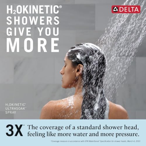 Delta 8-Inch Round Shower Head Chrome 6 Settings Lumicoat Finish - 2.5 GPM
