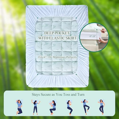 Twin XL Cloud Mattress Topper with 3D Box Support and Cooling Bamboo Fabric