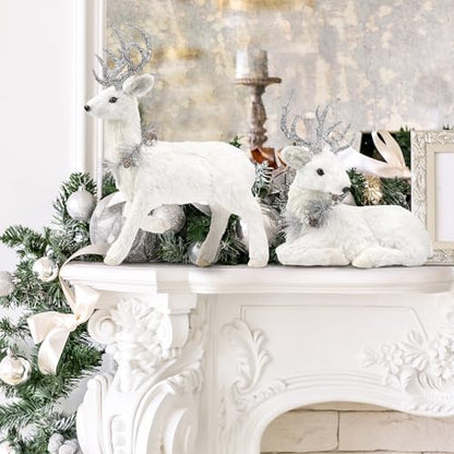 Holiday Reindeer Set of 2 - 18 Inch Sisal Christmas Decorations - Variation of Deer-Set of 2