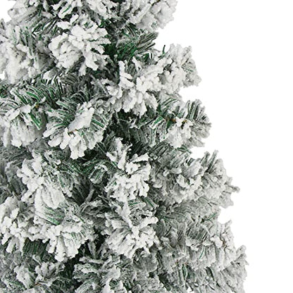 Mini Flocked Christmas Tree - 2 Ft Green Snow Frost Tabletop Holiday Decor