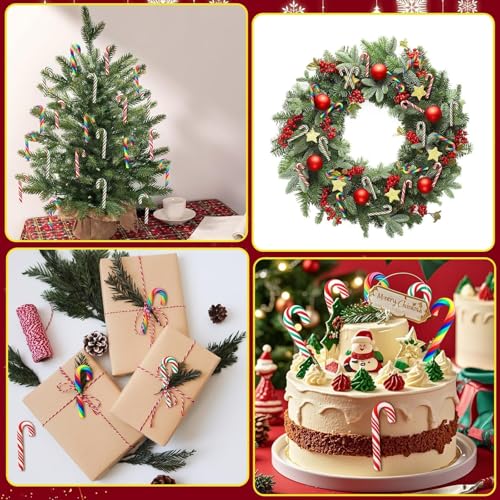 120 Pcs Christmas Candy Cane Ornaments - Mini 2in Candy Canes for Tree, Wreaths, Vase Fillers (Variation: Christmas Candy Cane Style)