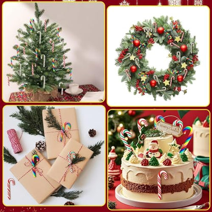 120 Pcs Christmas Candy Cane Ornaments - Mini 2in Candy Canes for Tree, Wreaths, Vase Fillers (Variation: Christmas Candy Cane Style)