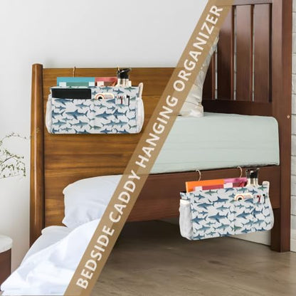 Bunk Bed Bedside Organizer Caddy with 6 Pockets Hooks Storage Bag
