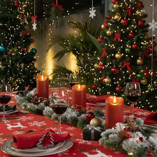 Outdoor Waterproof Flameless LED Candle with Remote & Timer - Red 8x3 Inches - Variation D3xH8