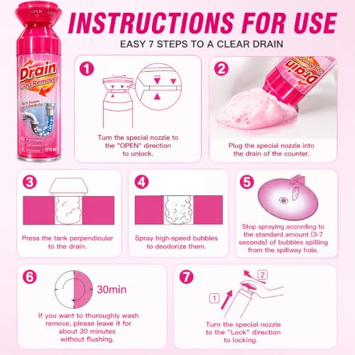 Foaming Drain Cleaner 2 Pack - Sink Clog Remover & Drain Cleaner