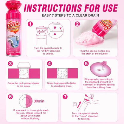 Foaming Drain Cleaner 2 Pack - Sink Clog Remover & Drain Cleaner