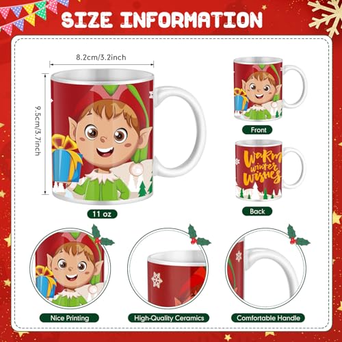 12 Pack Christmas Ceramic Coffee Mugs Set 11 oz Holiday Drinkware with Handle