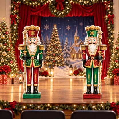 Large Christmas Nutcracker Cardboard Cutouts - 5 Ft, Set of 2