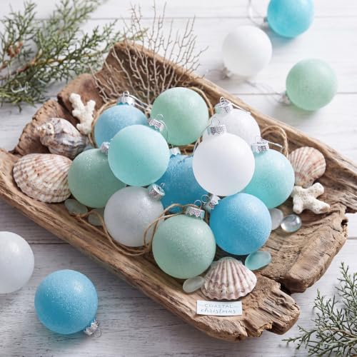 12 Coastal Christmas Tree Ornaments - 2.36 Inch Nautical Holiday Decor - Basic Style